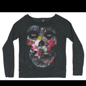 The Misfits Women's Light Sweatshirt - Floral Filled Classic Fiend Skull Size S
